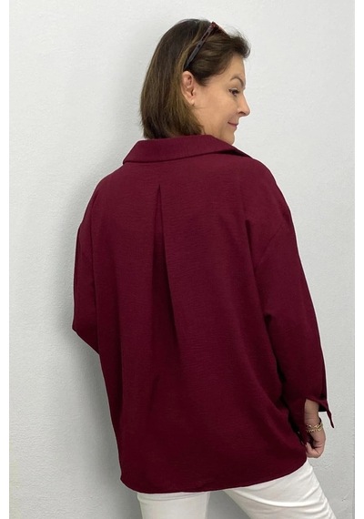 Mia Butik Kadın Bordo Ayrobin Gömlek Bordo