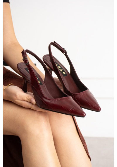 Dabab Shoes Nılda Kadın Bordo Kroko Rugan Sivri Burun Slingback 7 Cm İnce Topuklu Ayakkabı Dabab Shoes Nılda Kadın Bordo Kroko Rugan Sivri Burun Slingback 7 Cm İnce Topuklu Ayakkabı