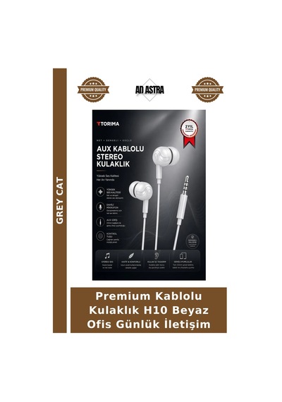 Premium Kablolu Kulaklık H10 Beyaz Ofis Günlük İletişim