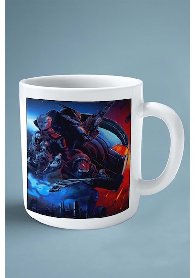 Mass Effect Oyun Baskılı Kupa Bardak Çift Taraflı Kişiye Özel Model 3 Çok Renkli