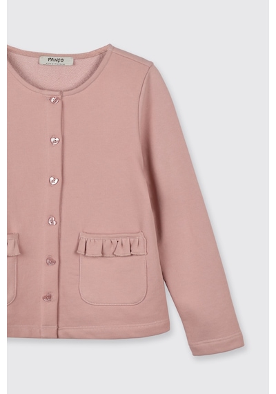 Panço Kız Çocuk Cep Detaylı Düğmeli Örme Pembe Hırka 2521GK82003