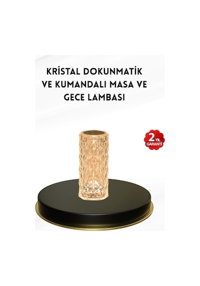 Kristal Tasarımlı Rgb Led Gece Lambası Kumandalı, Renk Değiştiren Dekoratif Işık Sarı