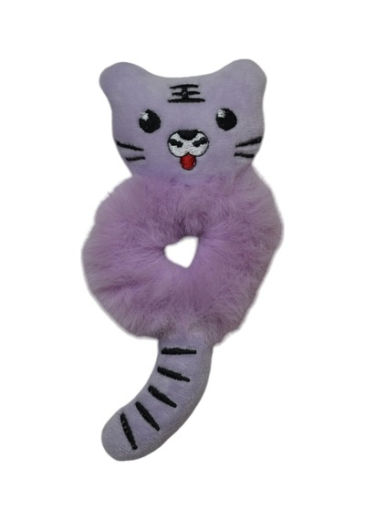 Lastikli Peluş Kedi Toka Mor