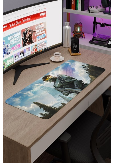 Halo Kaymaz Dikişli Kauçuk Oyuncu Mousepad V1 - 70x30 Xl Gaming Mouse Pad Fare Altlığı