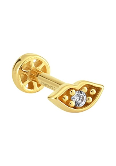 Altın Dudak Tragus Piercing 14 Ayar Altın