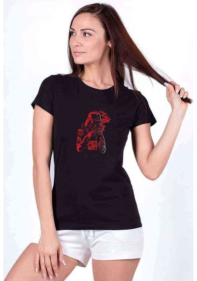 Star Wars Baskılı Siyah Kadın Tshirt (534692236)