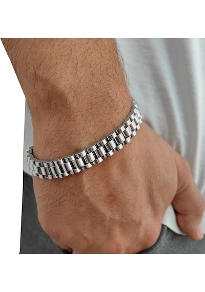 Ehediye Chavin Gri 316 L Çelik Parlak Ve Mat Erkek Bileklik Ed02