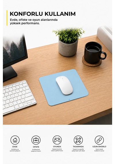 Mavi Renkli Ergonomik Mouse Pad, Kaymaz Yüzey İle Ev Ve Ofis Kullanımı İçin İdeal