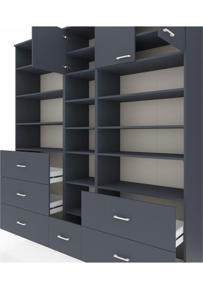 Hyperion Dolap 17 Raflı 6 Çekmeceli 3 Kapaklı 220x44x243 Antrasit-antrasit/antrasit Çok Renkli Hyperion Dolap 17 Raflı 6 Çekmeceli 3 Kapaklı 220x44x243 Antrasit-antrasit/antrasit Çok Renkli