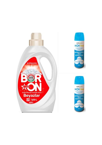 Doğal Sıvı Çamaşır Deterjanı Boron Beyazlar İçin 26 Yıkama+ Bortam Dezenfektan 500 Ml 2 Adet 86177943