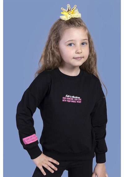 Toontoy Kız Çocuk Baskılı Sweatshirt Siyah