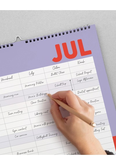 2027 Aile Duvar Takvimi, 5 Kişilik Aile Planlayıcı Takvim, Renkli Aylık Planlayıcı, Aile Organizer Çok Renkli