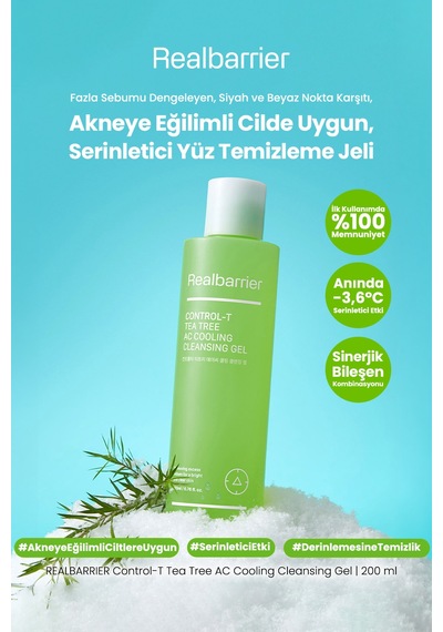 Akneye Eğilimli Cilde Uygun Temizleme Jeli Realbarrıer Control-t Tea Tree Ac Cooling Cleansing Gel