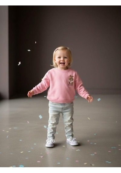 Zekids Kız Bebek Pamuklu Punch Tavşan Nakışlı Sweatshirt-16336 Pembe