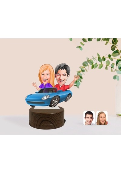Kişiye Özel Sevgililer Karikatürlü Dekoratif 3D Biblo Led Işıklı (481495226)