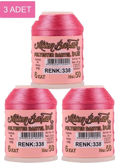 3 Adet Altınbaşak Oya Ve Dantel İpi 20 Gr - Royaleks - No: 338 Çok Renkli