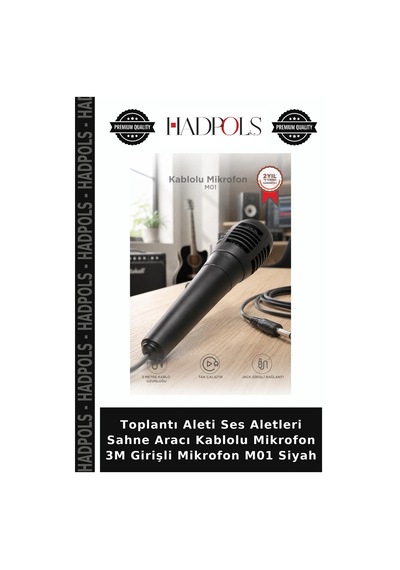 Toplantı Aleti Ses Aletleri Sahne Aracı Kablolu Mikrofon 3m Girişli Mikrofon M01 Siyah