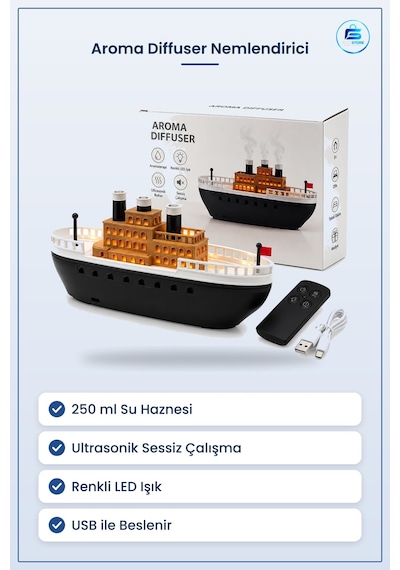 Hava Nemlendirici Aroma Diffuser 250ml Gemili Işıklı Ultrasonik S
