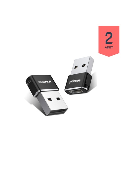 Usb A To Type C Dönüştürücü Adaptör Yeni Nesil Şarj Kablo Çevirici Siyah 2 Adet Siyah