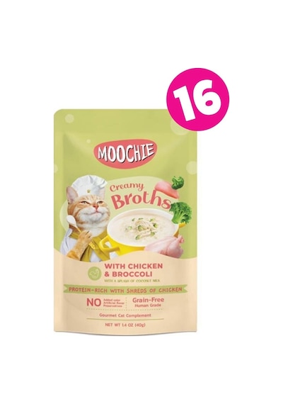 Moochıe Tavuklu ve Brokolili Yaşlı Kedi Çorbası 16 x 40 G