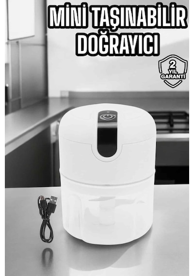 Şarjlı Mini El Rondosu Doğrayıcı Taşınabilir 250 Ml Çelik Bıçaklı - Lisinya