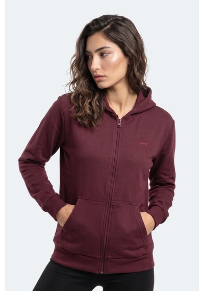 Slazenger Sera I Kadın Fermuarlı Bordo Sweatshırt
