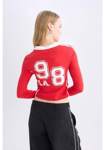 DeFacto Coool Fitted Sırt Baskılı Uzun Kollu Tişört D9855AX24WNRD79