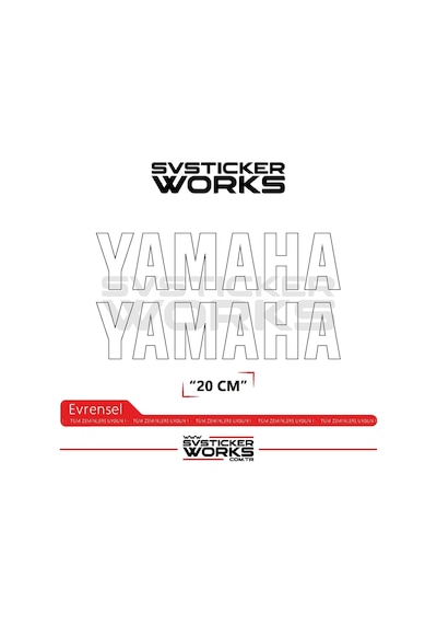 Yamaha Sticker 2 Adet Evrensel Tüm Zeminlere Ve Modellere Uyumlu Beyaz