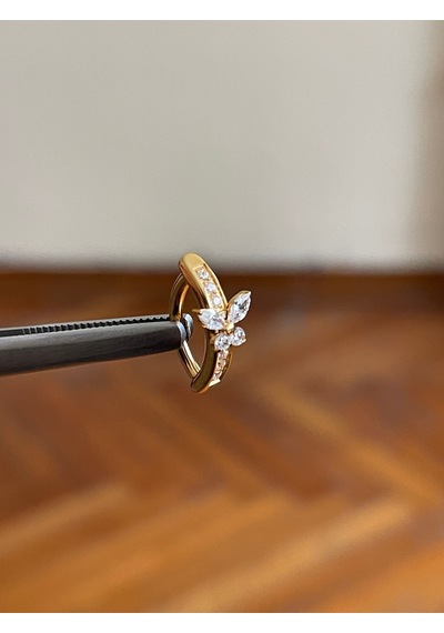 Zirkon Taş Kelebek Titanyum Göbek Piercing Ultraliğht 10 Mm Titanyum Göbek Piercingi Beyaz