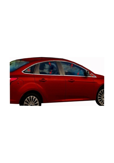 Ford Focus 3 Sedan 2012 - 2019 Krom Cam Çıtası Komple Tam Tu