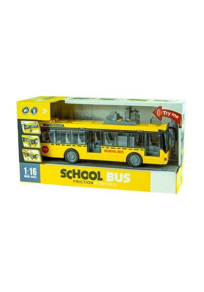 Oyuncak Okul Otobüsü Işıklı Sesli Sürtmeli 27 Cm