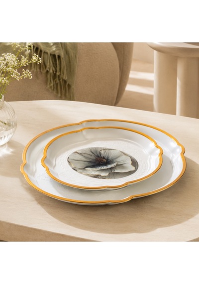 Porsima 5817 2li Dekoratif Oval Servis Tepsi Seti - Çay Ve Kahve Kahvaltılık Sunum Tepsisi Çok Renkli