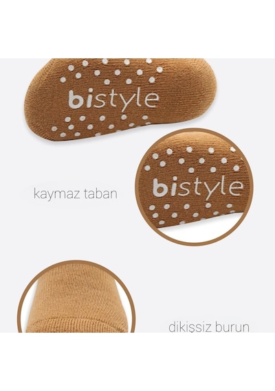 Bistyle Çemberli Kaymaz Havlu Soket Çorap 2'li Bs10503 Bej-hardal Bej-hardal Bej - Hardal