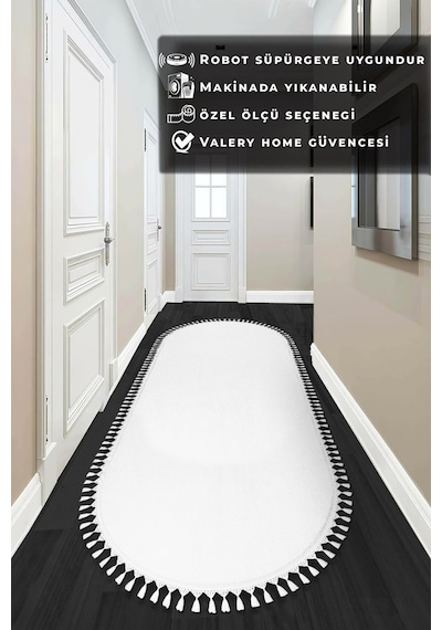 Vl Yuvarlak Comfort Ponpon Saçaklı Peluş Oval Beyaz Ponpon