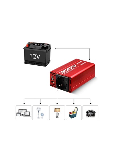 Kbn300 12v/220v 300watt Modifiye Sinüs Dönüştürücü İnvertör Çok Renkli