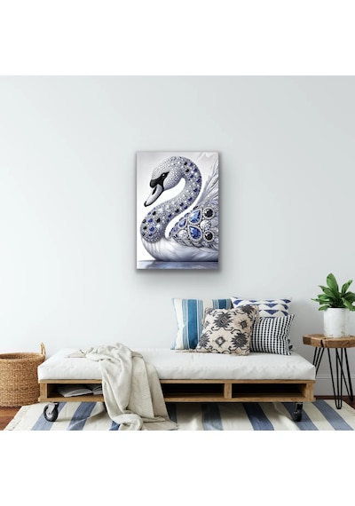 Elmaslı Kuğu Kanvas Tablo 70x100cm Çok Renkli