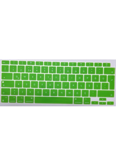 Arabulalaca Apple Uyumlu MacBook Air 13 İnç 2020 A2337 M1 Işlemcili Türkçe Q Silikon Klavye Koruyucu Yeşil