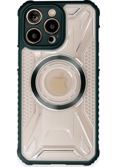 Apple iPhone Uyumlu  14 Pro Max Uyumlu Kılıf Prag Magneticsafe Kapak - Koyu Yeşil
