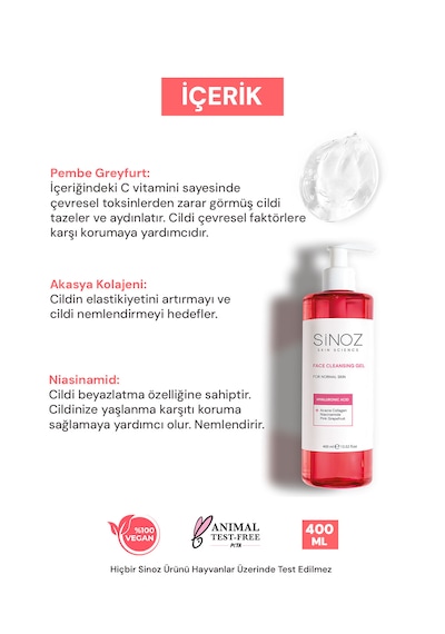 Sinoz Normal Ciltler için Yüz Temizleme Jeli 400 ML