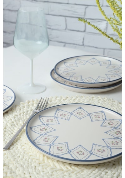 Keramika Floral Waves Nordic Pasta Tabağı 22 Cm 6 Adet 22669 Çok Renkli