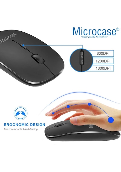 Microcase Tablet Ve Telefonlar İçin Bluetooth Touchpad Klavye Ve Mouse Set Siyah- Al5397 Siyah