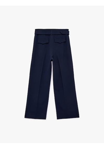 Koton Standart Bel Kemerli Geniş Paça Pantolon Lacivert 6sak40284pw