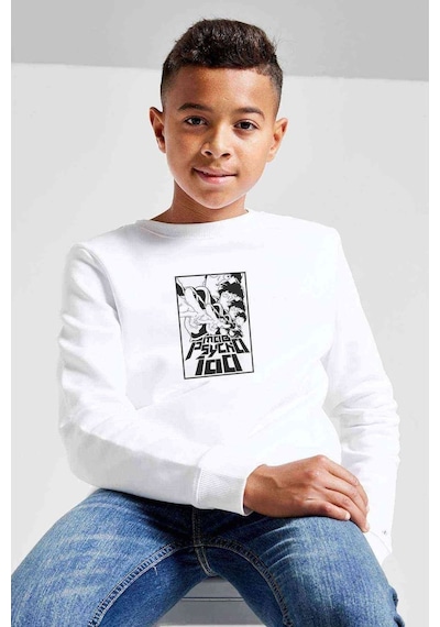 Tshirthane Anime Mob Psycko 100 Baskılı Unisex Çocuk Beyaz Sweatshirt (534756635) Beyaz