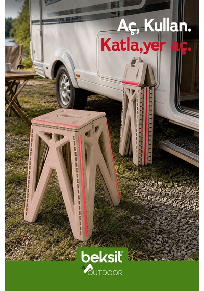 Outdoor Herkül L Katlanır Reflektörlü Tabure 2'li Bej Bej Bej