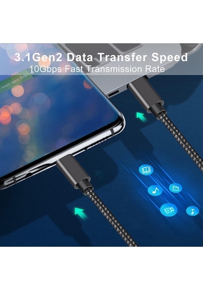 Force 100w Type-c To Type-c Usb 3.1 Gen2 10 Gbps 4k 60hz Hızlı Şarj Data Ve Görüntü Aktarım Kab Standart