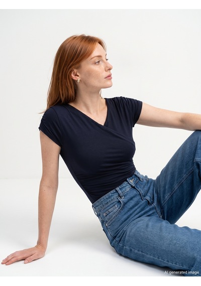 Dilvin 33157 Bra-free Drapeli V Yaka Top K.lacivert