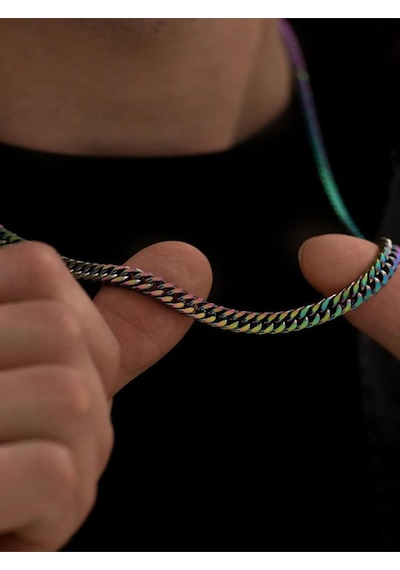 5mm Kalınlık Alacalı Renk Gurmet Model Sevgiliye Eşe Babaya Arkadaşa Hediye Çelik Kolye