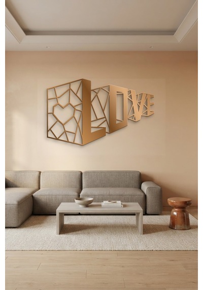 3d Love Metal Duvar Tablosu - Duvar Sanatı - Duvar Dekoru - Bronz