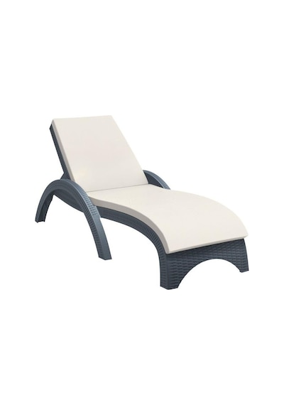 Omnipazar Trk-860 Siesta Fiji Bej Minderli Rattan Desenli Ayarlanabilir Lüks Şezlong Koyu Gri Koyu Gri
