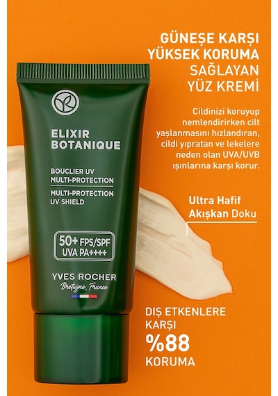 Yves Rocher Bitkisel Antioksidan Elixir Botanique Leke Karşıtı 50 SPF Yüz Güneş Kremi-E vitamini-30 ML
